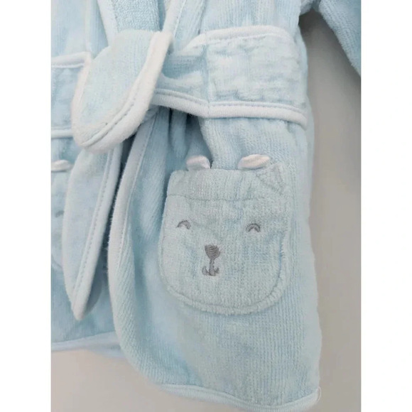 Carter's Baby Animal Terry Cloth Bath Robe Light Blue Striped Lining 0-9 months - Picture 6 of 10